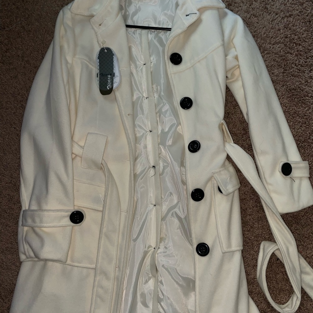 cream trench coat